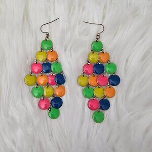 🏆Vintage Neon Color And Gold Chandelier Dangle Earrings